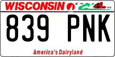 WI license plate 839PNK