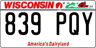 WI license plate 839PQY