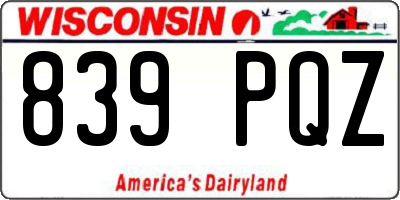 WI license plate 839PQZ