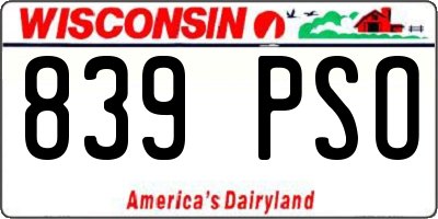 WI license plate 839PSO