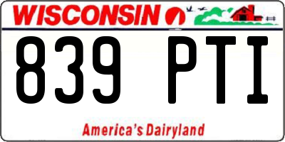WI license plate 839PTI