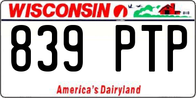 WI license plate 839PTP