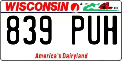 WI license plate 839PUH