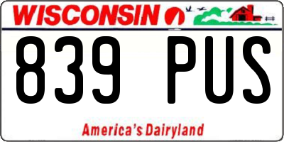 WI license plate 839PUS