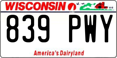WI license plate 839PWY