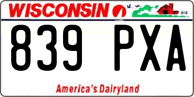 WI license plate 839PXA