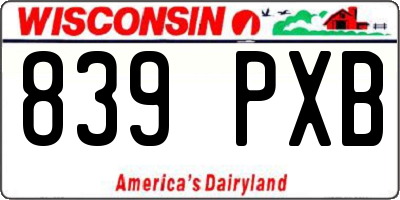 WI license plate 839PXB