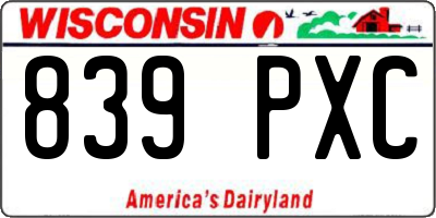 WI license plate 839PXC