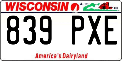 WI license plate 839PXE