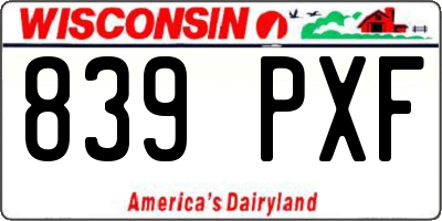 WI license plate 839PXF