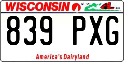 WI license plate 839PXG