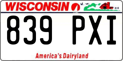 WI license plate 839PXI