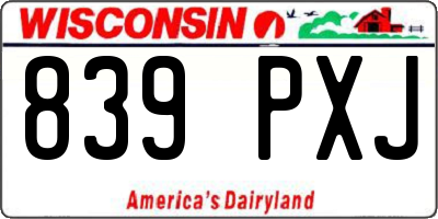 WI license plate 839PXJ