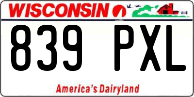 WI license plate 839PXL