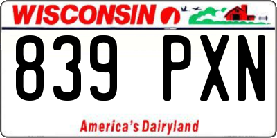 WI license plate 839PXN