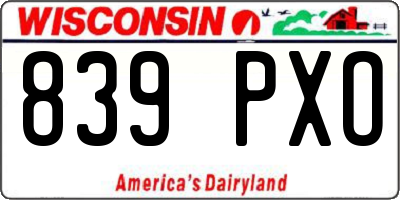 WI license plate 839PXO