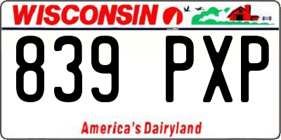 WI license plate 839PXP