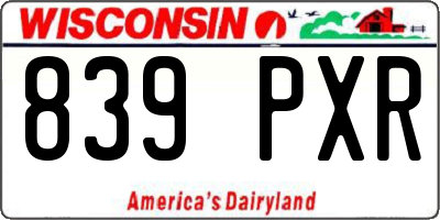 WI license plate 839PXR