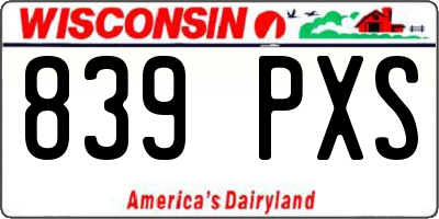 WI license plate 839PXS