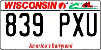 WI license plate 839PXU