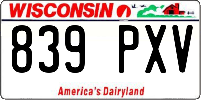 WI license plate 839PXV