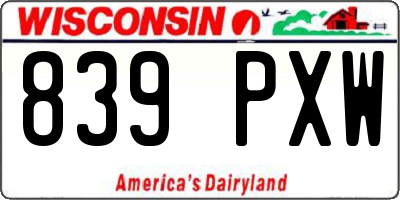 WI license plate 839PXW