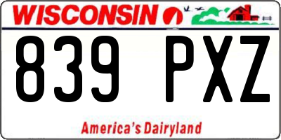 WI license plate 839PXZ