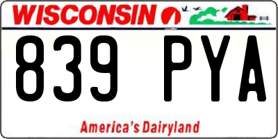 WI license plate 839PYA