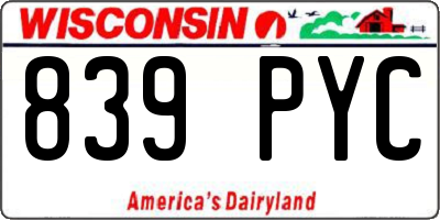 WI license plate 839PYC