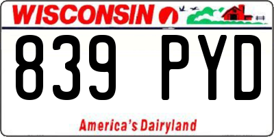 WI license plate 839PYD