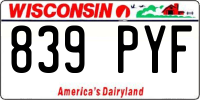 WI license plate 839PYF