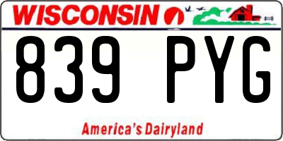 WI license plate 839PYG