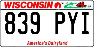 WI license plate 839PYI