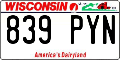 WI license plate 839PYN