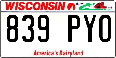 WI license plate 839PYO
