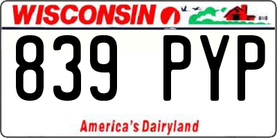 WI license plate 839PYP