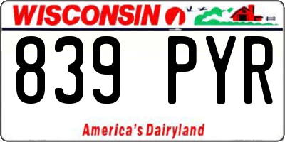 WI license plate 839PYR