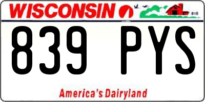 WI license plate 839PYS