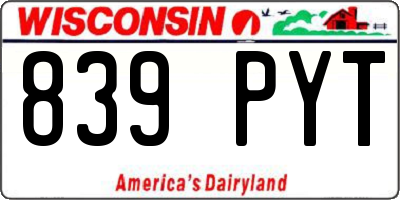 WI license plate 839PYT