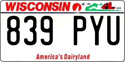 WI license plate 839PYU