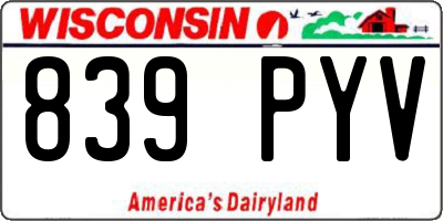 WI license plate 839PYV