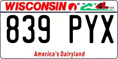WI license plate 839PYX