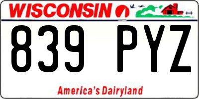 WI license plate 839PYZ