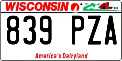 WI license plate 839PZA