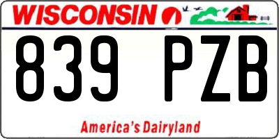 WI license plate 839PZB