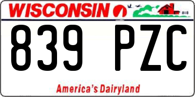 WI license plate 839PZC
