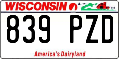 WI license plate 839PZD