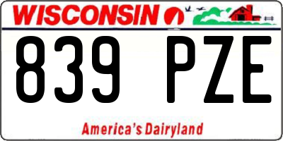 WI license plate 839PZE