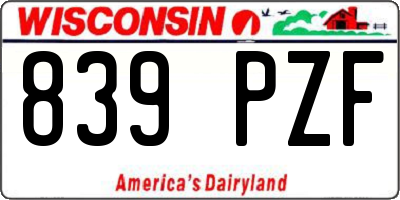 WI license plate 839PZF