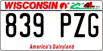 WI license plate 839PZG